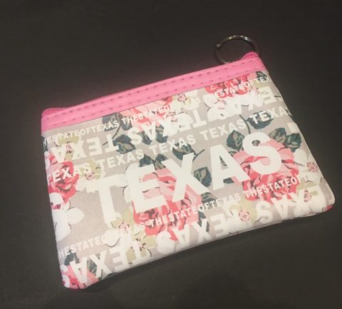 Coin Purse, Pink Floral, Flat