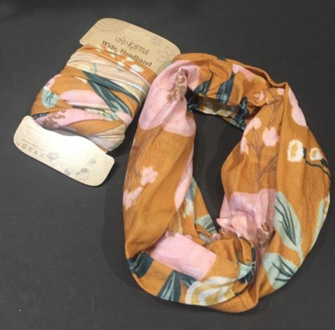 Headband/Face Mask Option/Mustard Floral