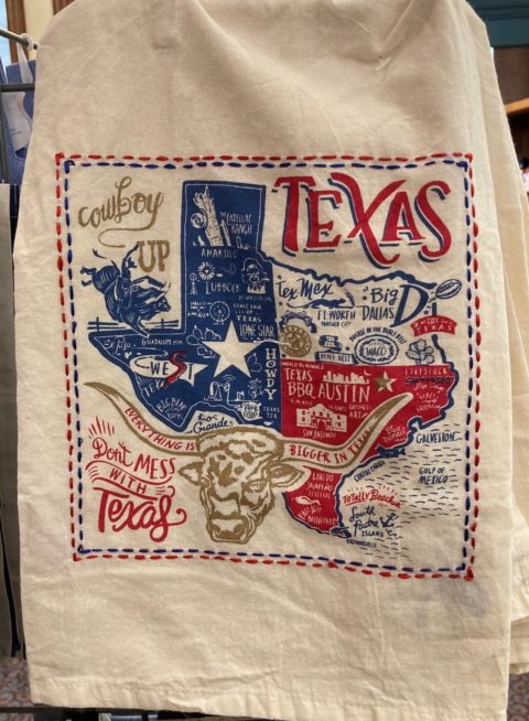 Texas Kitchen Towel, Stitched